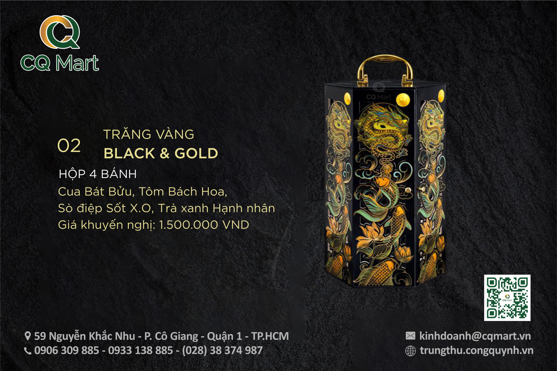 Bánh trung thu Kinh Đô Trăng Vàng Black N Gold 2024 - Hộp 4 bánh