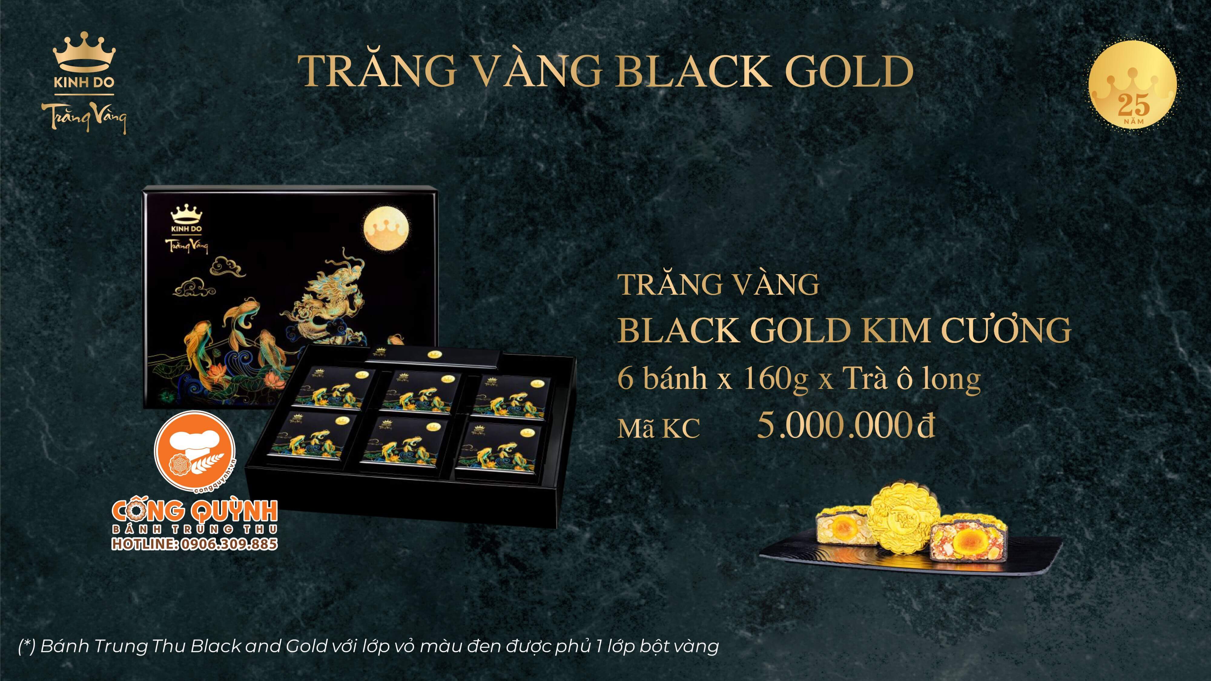Bánh trung thu Kinh Đô Trăng Vàng Black N Gold 2024 - Hộp Sơn Mài