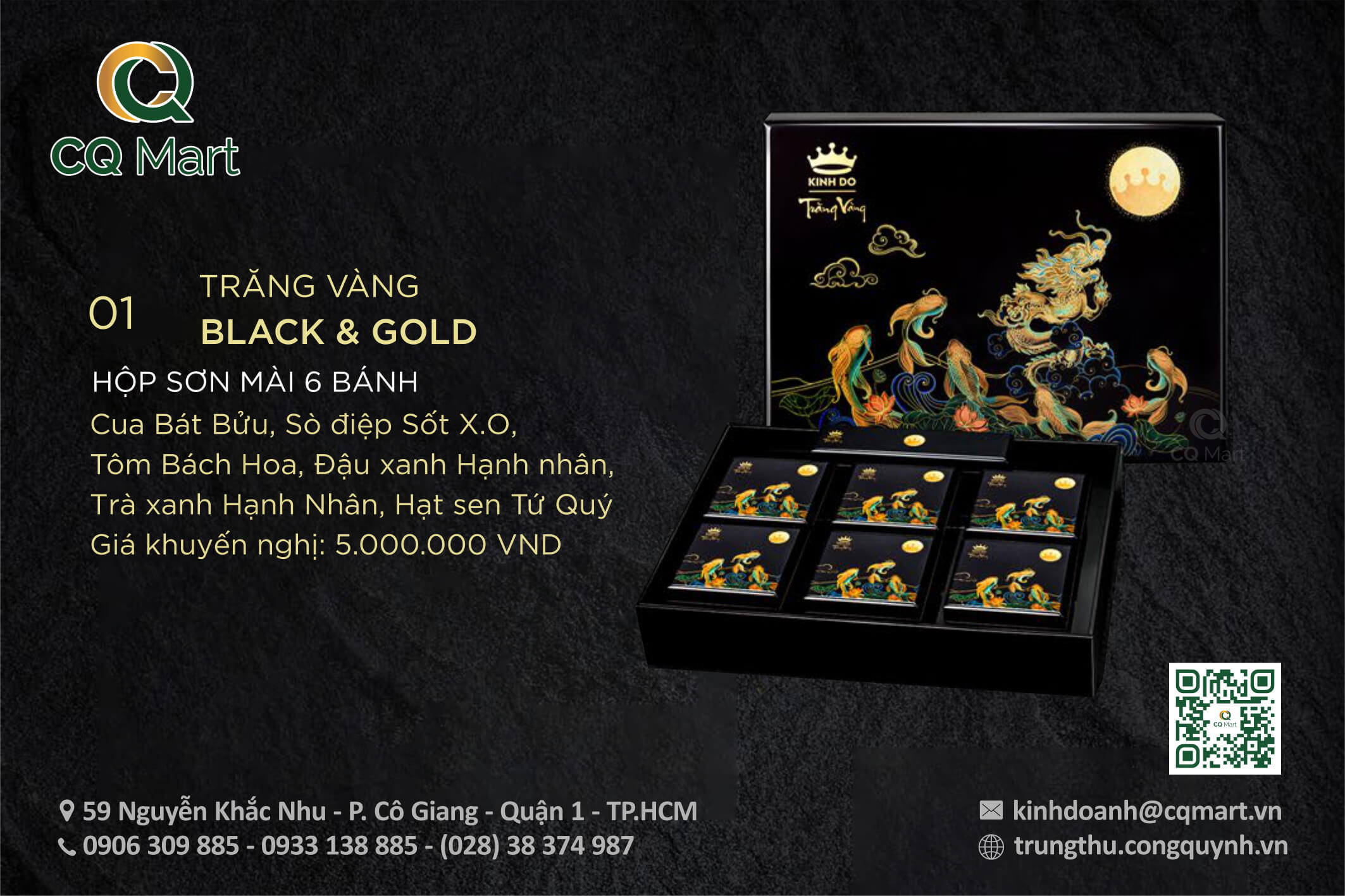 Bánh trung thu Kinh Đô Trăng Vàng Black N Gold 2024 - Hộp Sơn Mài